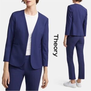 Theory Lindrayia Blazer Traceable Wool in Sea Blue
